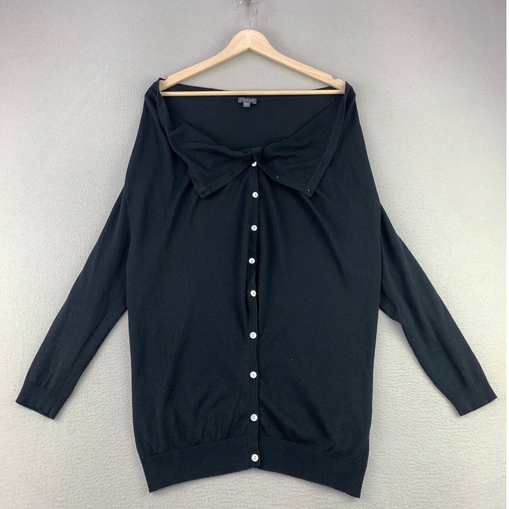 Lilla P Cardigan Sweater Women Small Black Button Front Long Sleeve Knit Casual
